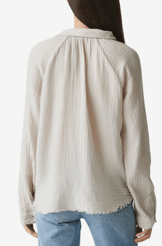 Leo Gauze Button Down Top in Cement - obligato