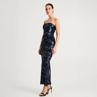 Leslie Sequin Dress in Navy - obligato