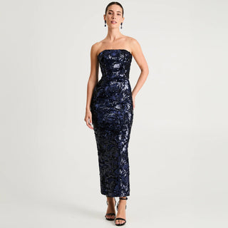 Leslie Sequin Dress in Navy - obligato