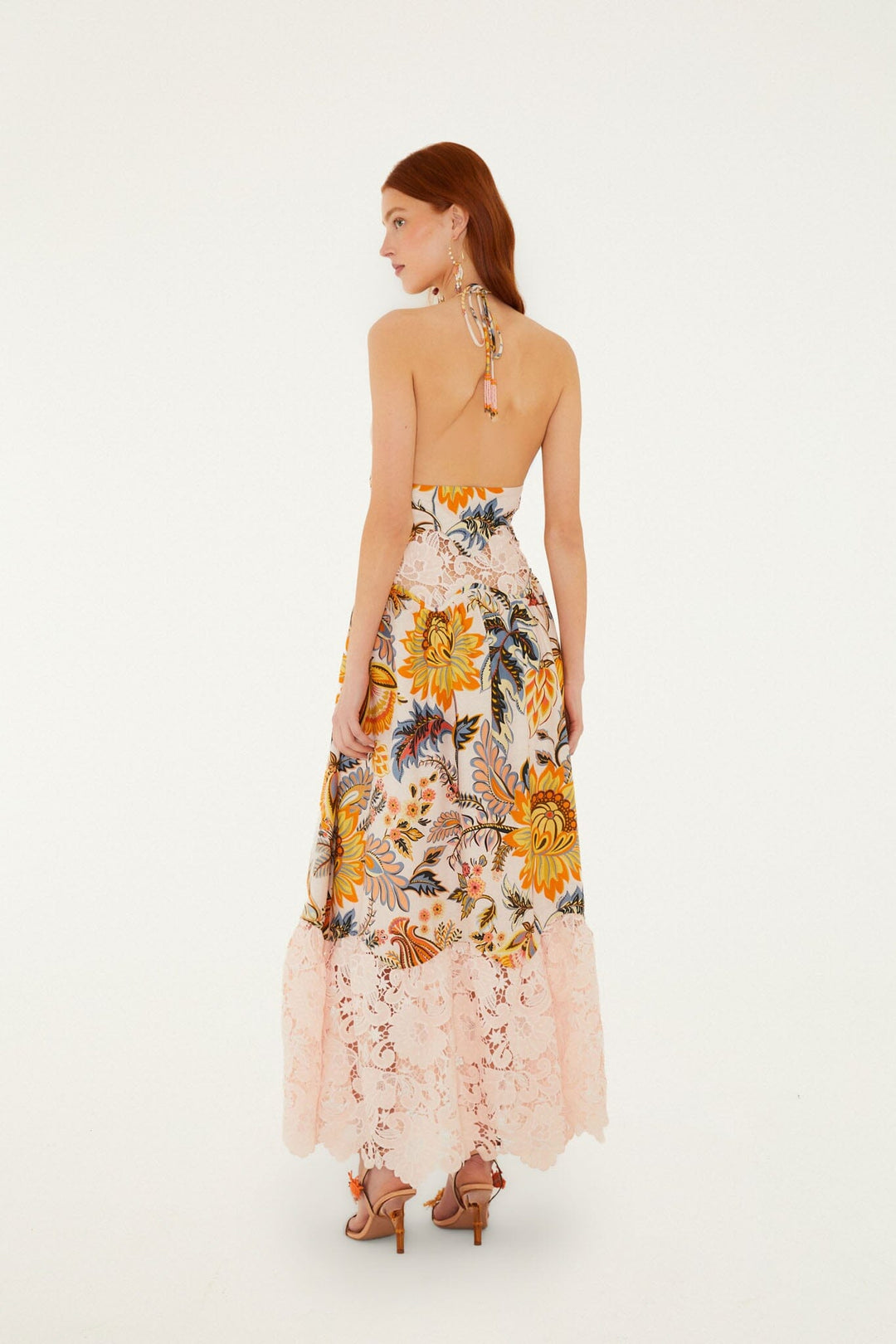 LIGIA FLORAL LIGHT PINK LACE MAXI DRESS - obligato