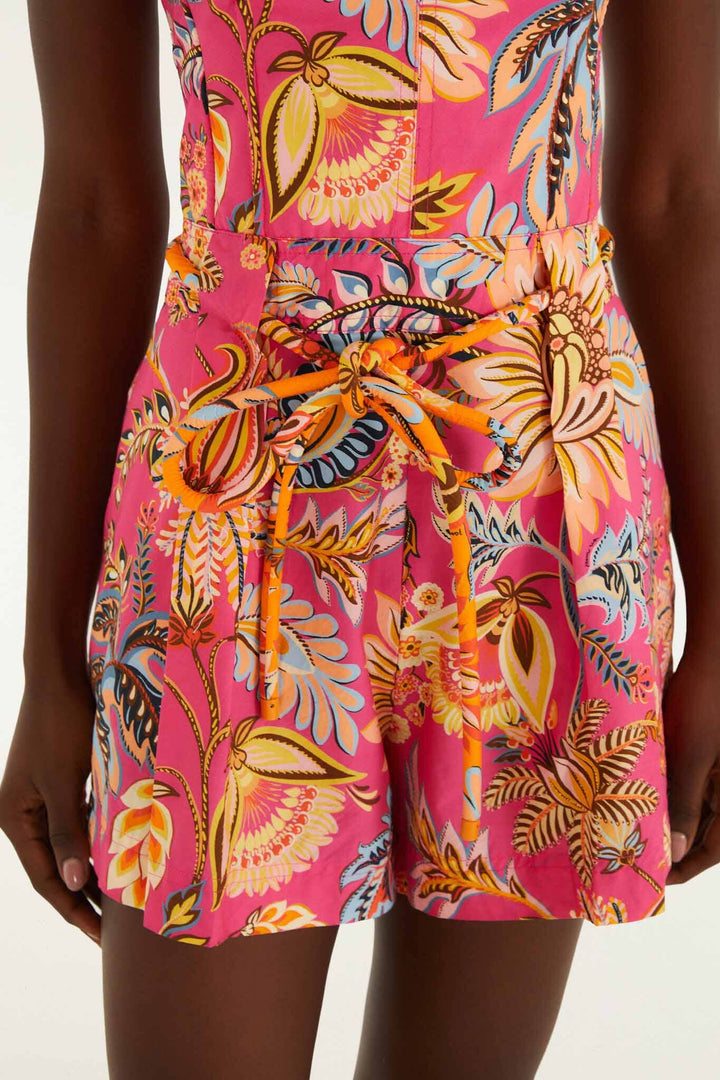 LIGIA FLORAL PINK MINI JUMPSUIT - obligato