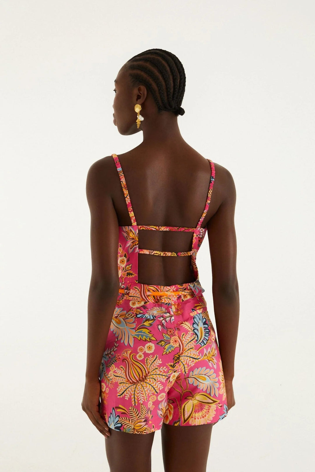 LIGIA FLORAL PINK MINI JUMPSUIT - obligato