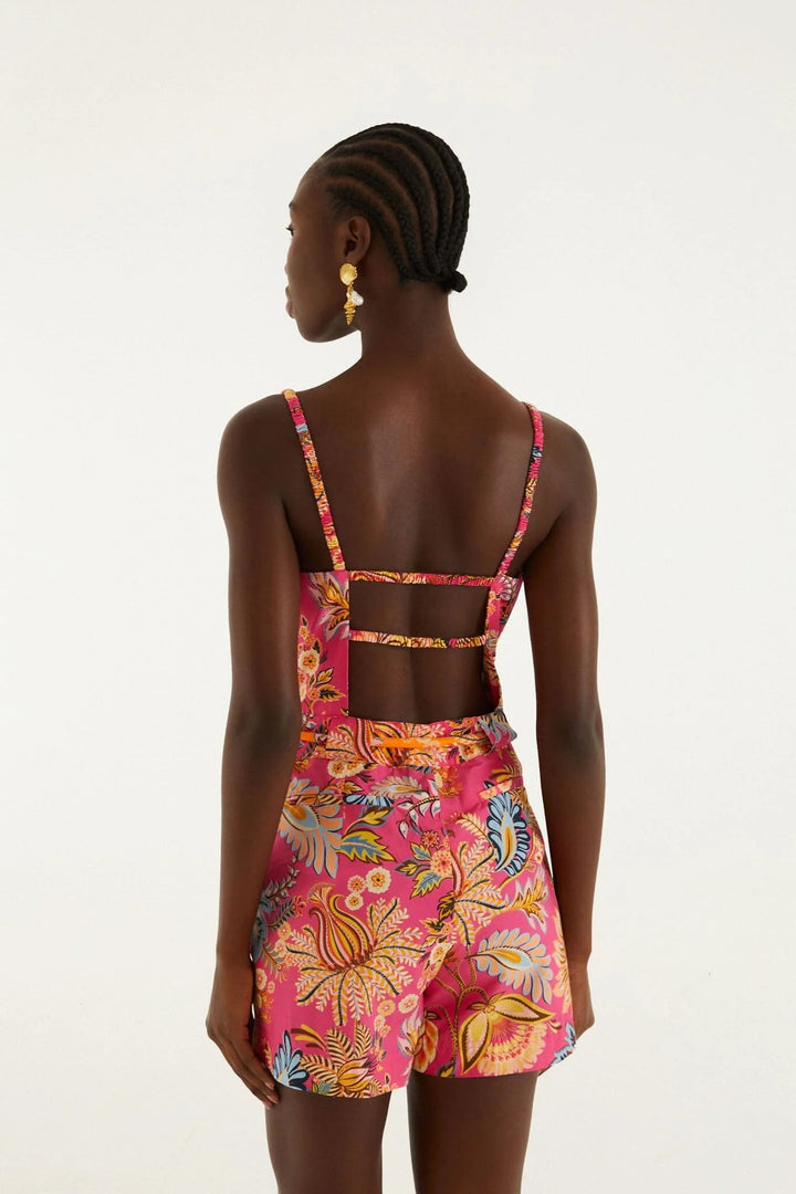 LIGIA FLORAL PINK MINI JUMPSUIT - obligato