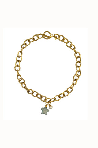 Lillie Glass Star Necklace in Green - obligato