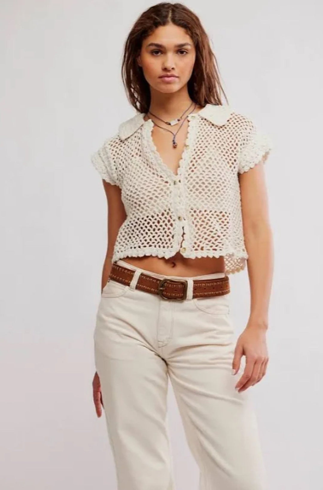 Lily Crochet Top in Coconut Milk - obligato