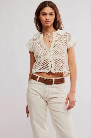 Lily Crochet Top in Coconut Milk - obligato