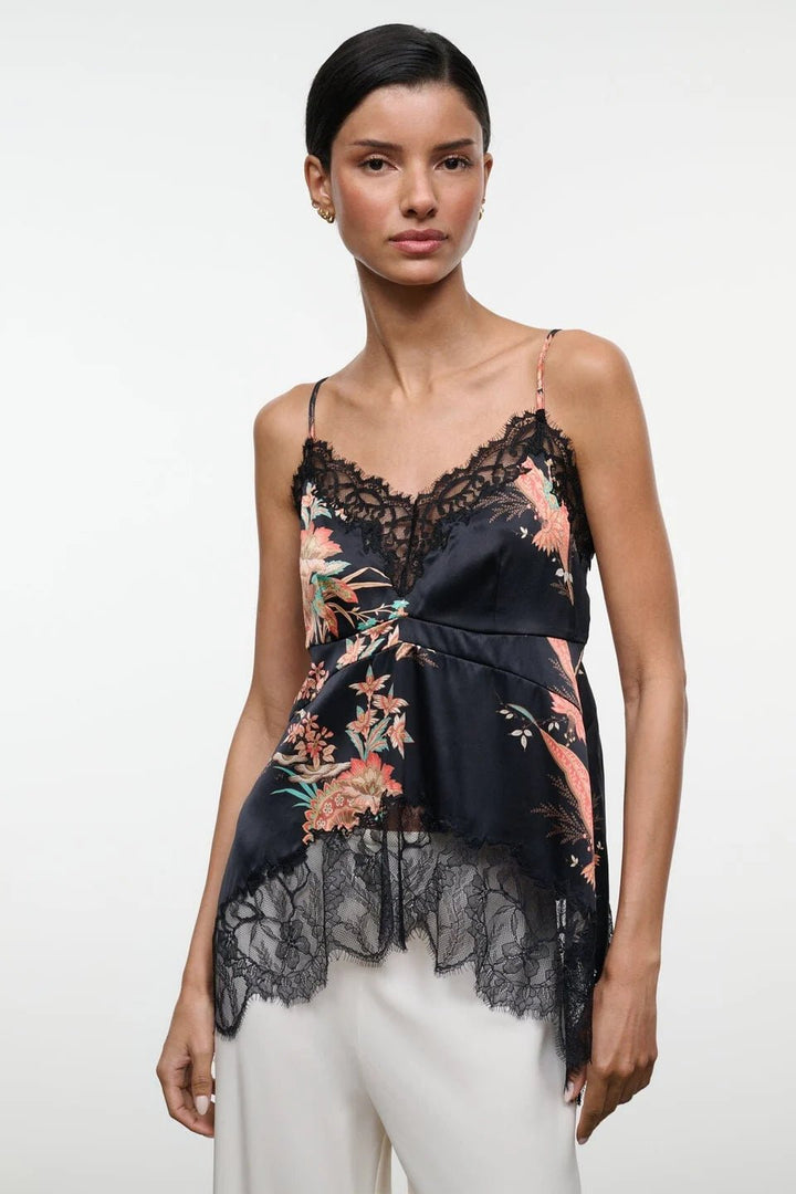 Lina Silk Top Tapestry in Noir - obligato