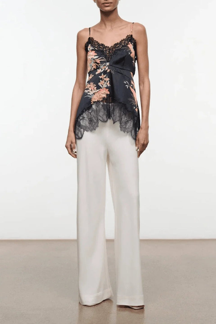 Lina Silk Top Tapestry in Noir - obligato