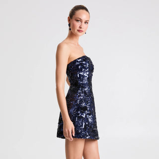 Linda Sequin Navy Short Dress - obligato