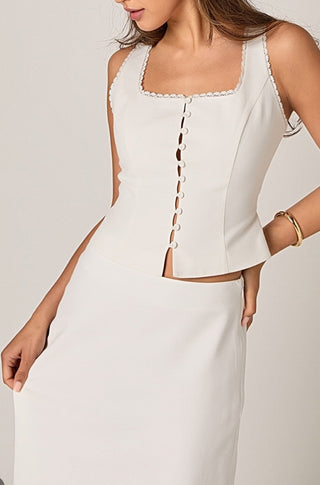 Linen Maxi Skirt in White - obligato