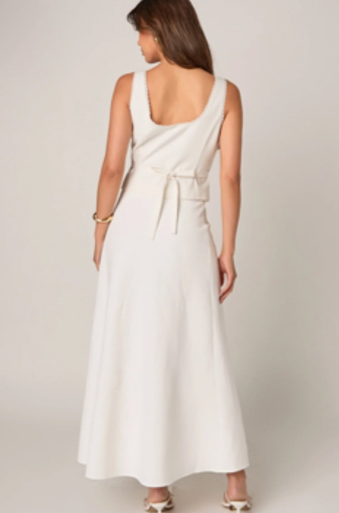 Linen Maxi Skirt in White - obligato