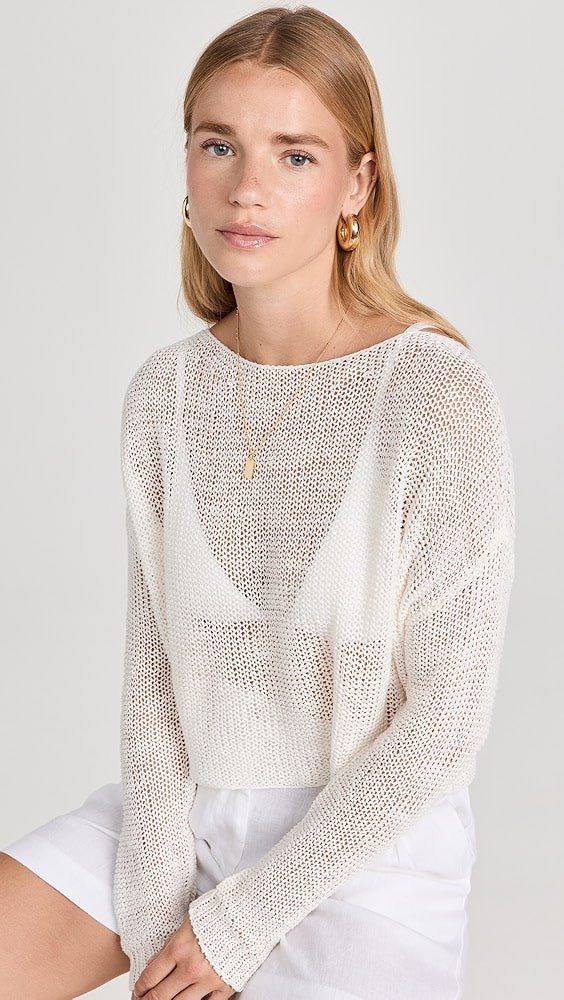 Linen Open Knit Bateau Sweater - obligato
