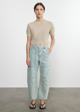 Linen Open Knit Cropped Sweater - obligato