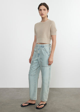 Linen Open Knit Cropped Sweater - obligato