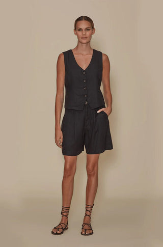 Linen Trouser Short in Black - obligato