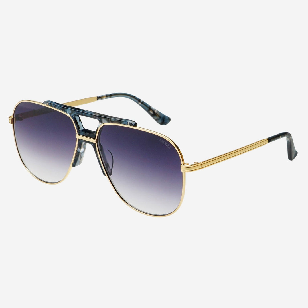 Logan ( NEW ) Acetate Aviator Unisex Sunglasses: Light Gold / Gray - obligato