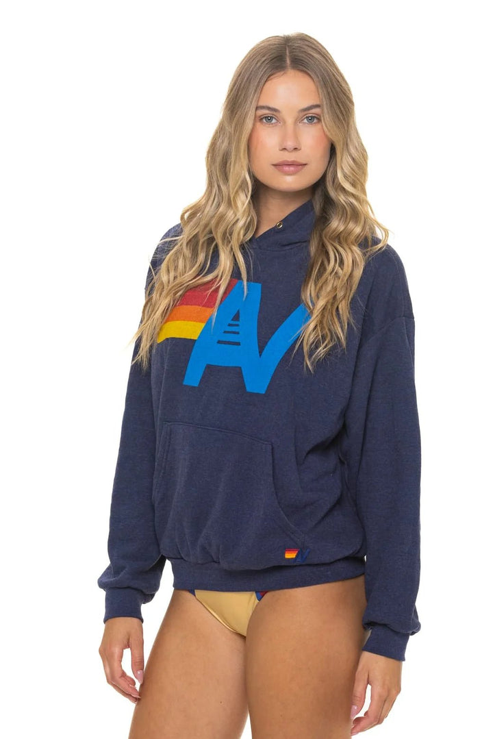 Logo Pullover Relaxed Hoodie in Navy - obligato