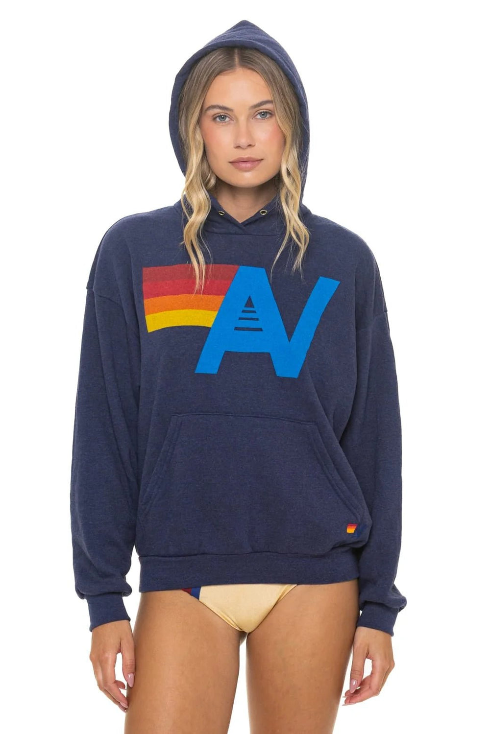 Logo Pullover Relaxed Hoodie in Navy - obligato