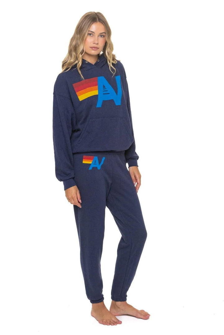 Logo Pullover Relaxed Hoodie in Navy - obligato