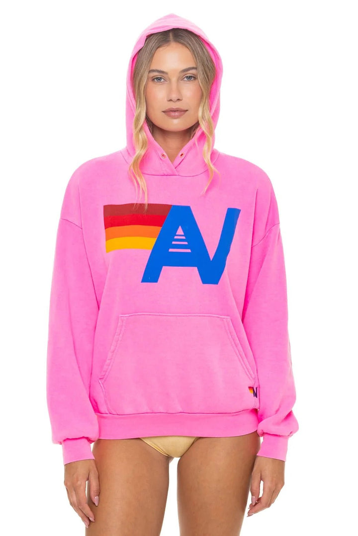 Logo Pullover Relaxed Hoodie in Neon Pink - obligato