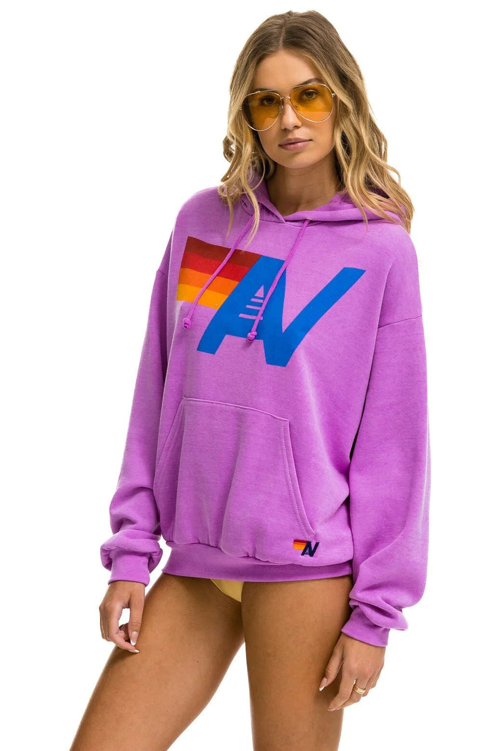 Logo Pullover Relaxed Hoodie in Neon Purple - obligato