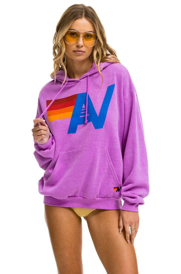 Logo Pullover Relaxed Hoodie in Neon Purple - obligato