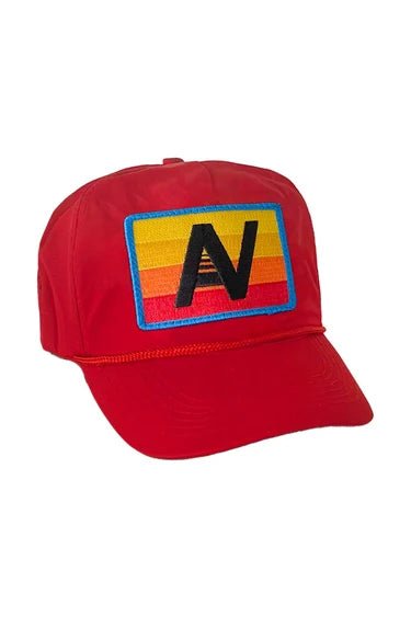 LOGO RAINBOW VINTAGE TRUCKER HAT RED - obligato