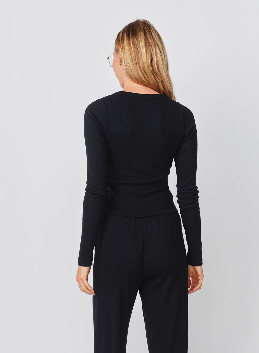 Long Sleeve Button Down Top Deep Navy - obligato