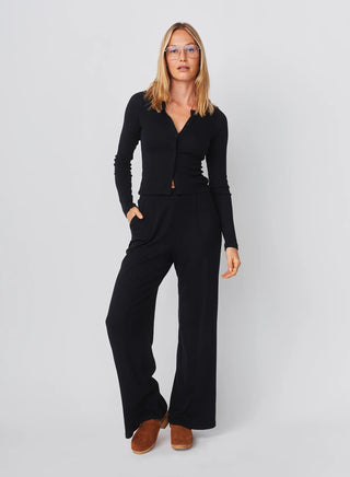 Long Sleeve Button Down Top Deep Navy - obligato