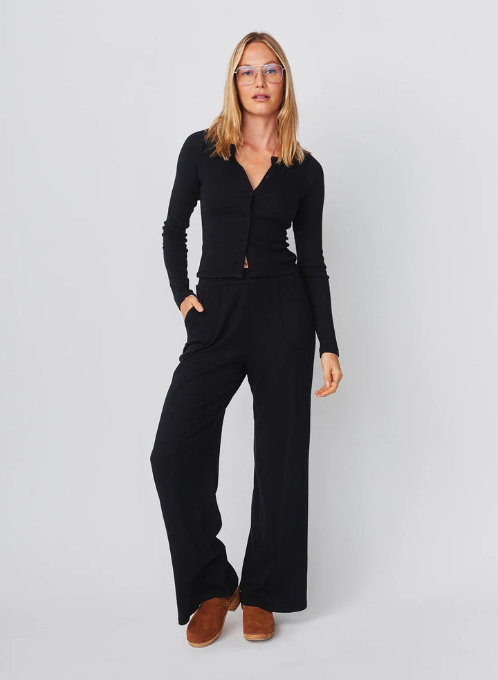 Long Sleeve Button Down Top Deep Navy - obligato