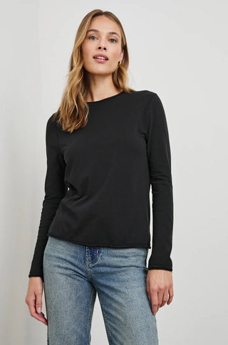 Long Sleeve Crew Neck T-Shirt in Black - obligato