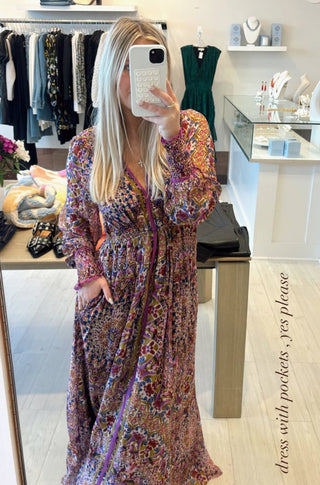 L/S Maxi Dress in Multi - obligato