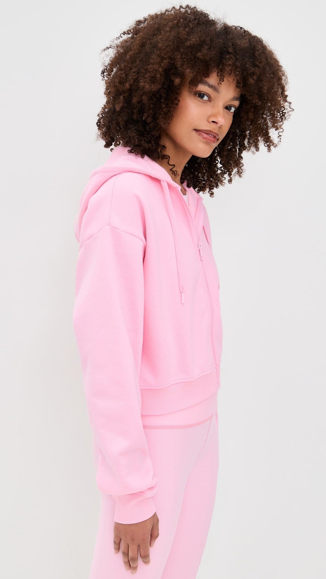 LuxeFleece Fresh Zip Up Hoodie in Frosty Pink - obligato