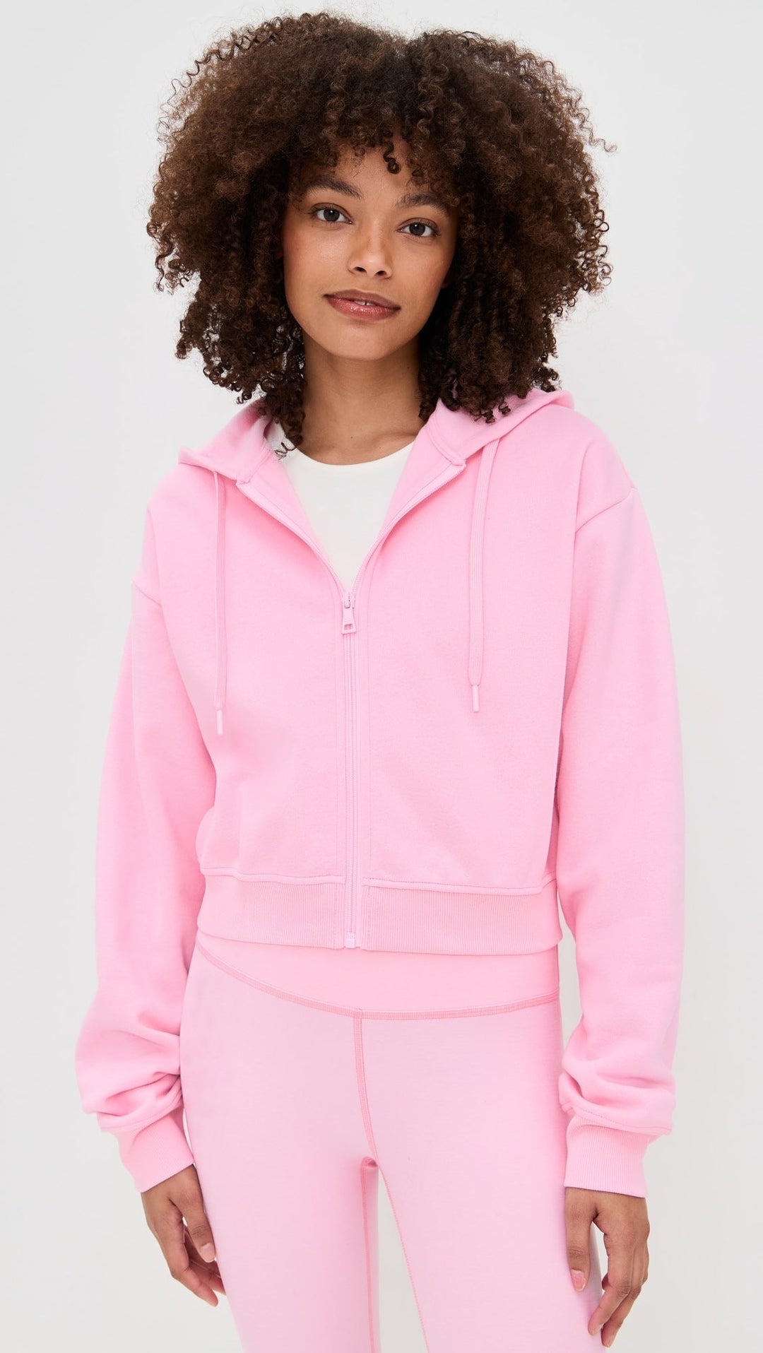 LuxeFleece Fresh Zip Up Hoodie in Frosty Pink - obligato