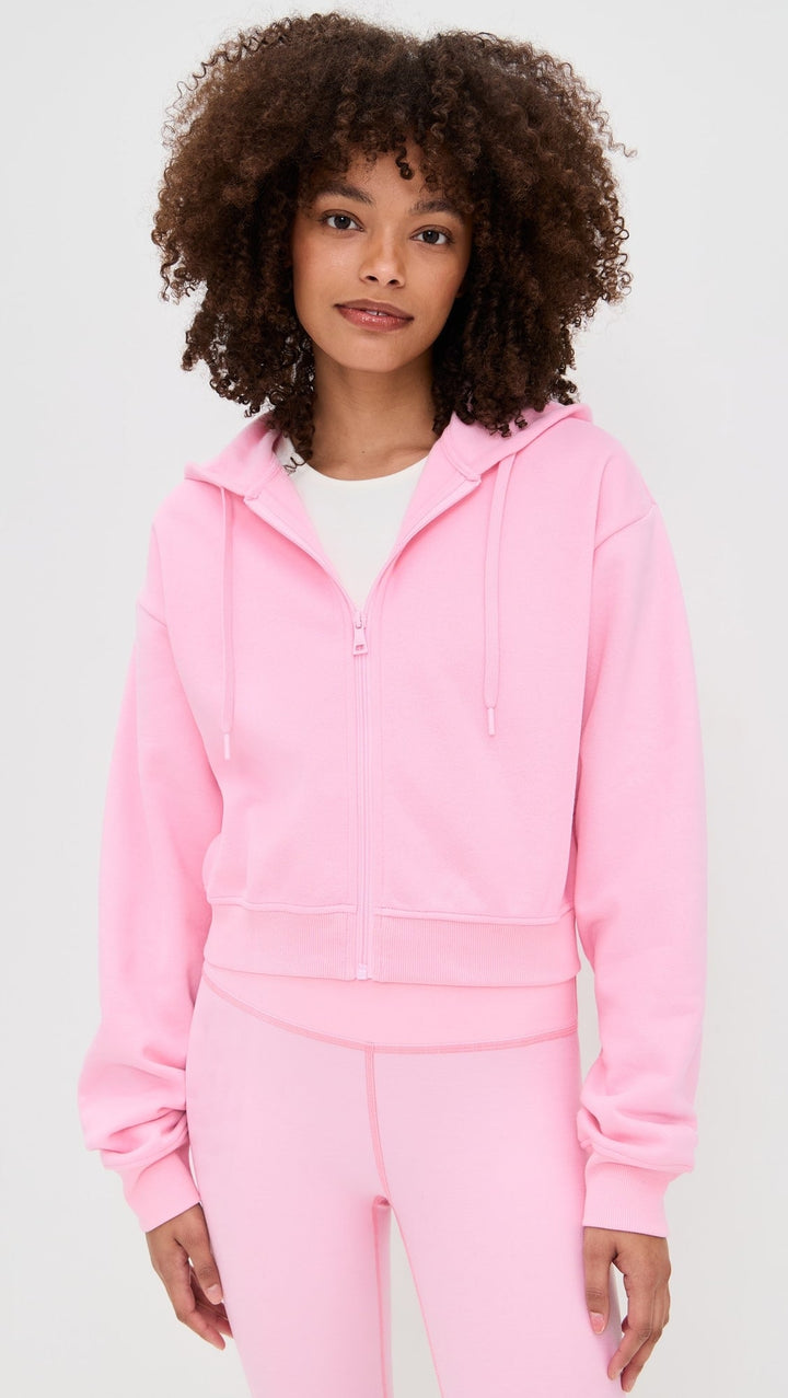 LuxeFleece Fresh Zip Up Hoodie in Frosty Pink - obligato