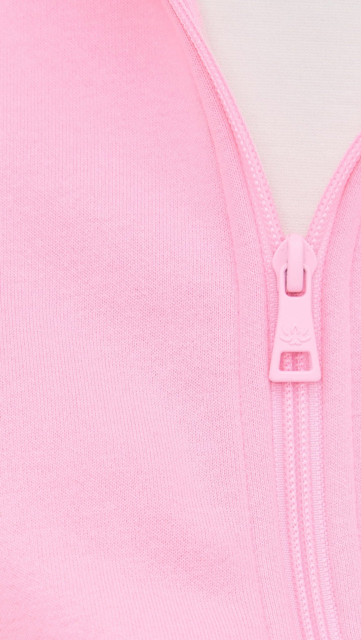 LuxeFleece Fresh Zip Up Hoodie in Frosty Pink - obligato