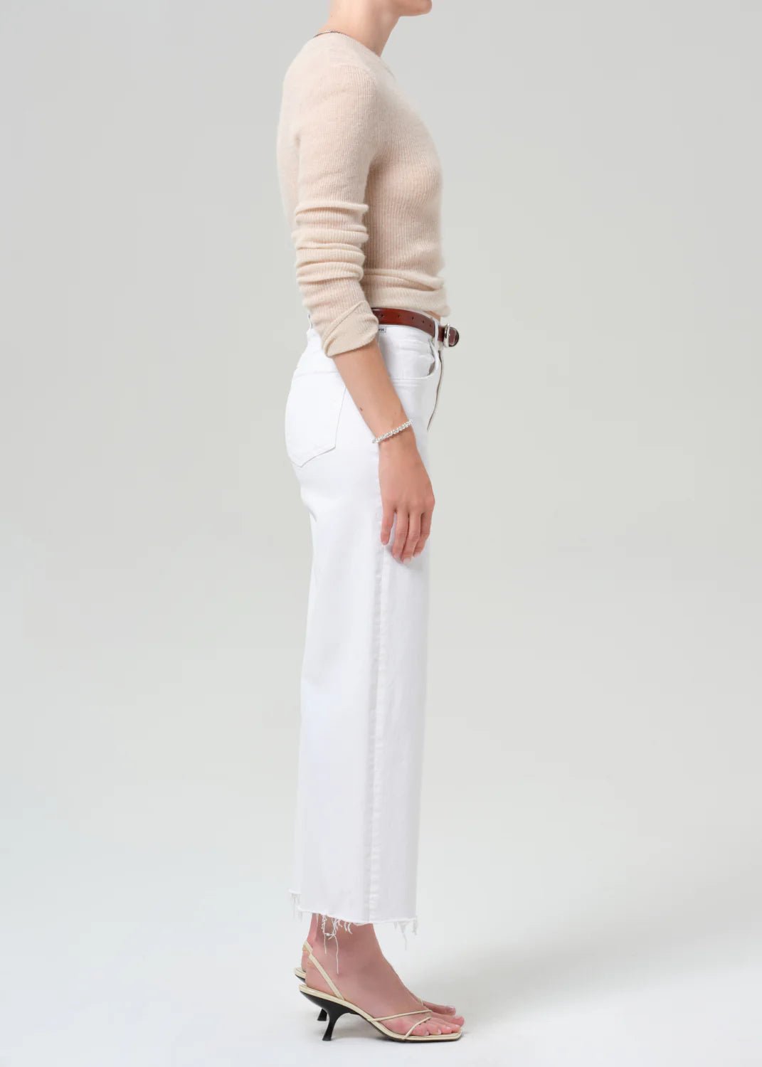 Lyra Wide Leg Crop in Soft White - obligato