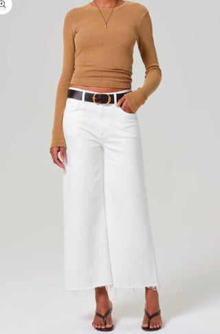 Lyra Wide Leg Crop in Soft White - obligato