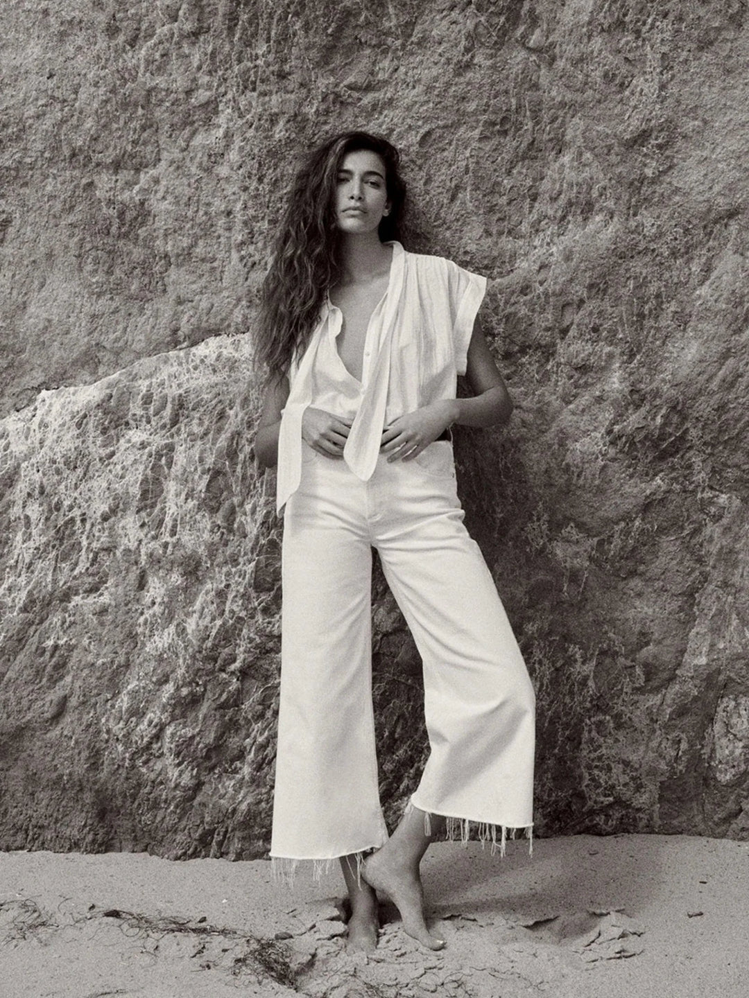 Lyra Wide Leg Crop in Soft White - obligato