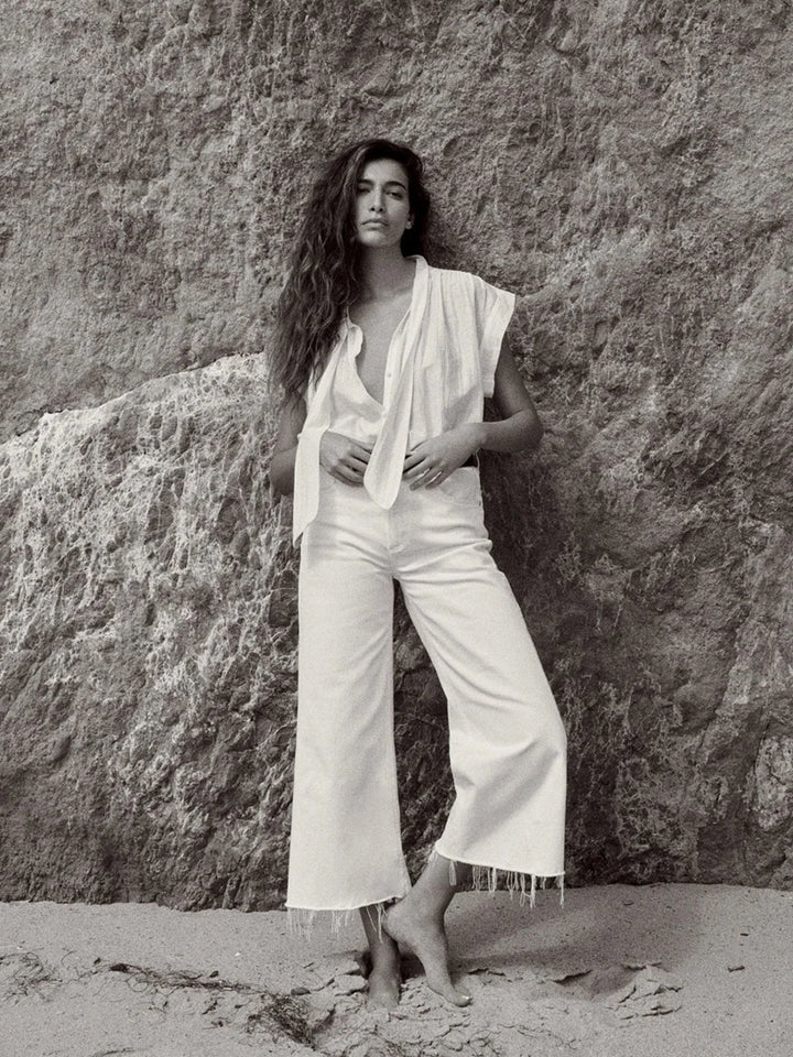 Lyra Wide Leg Crop in Soft White - obligato