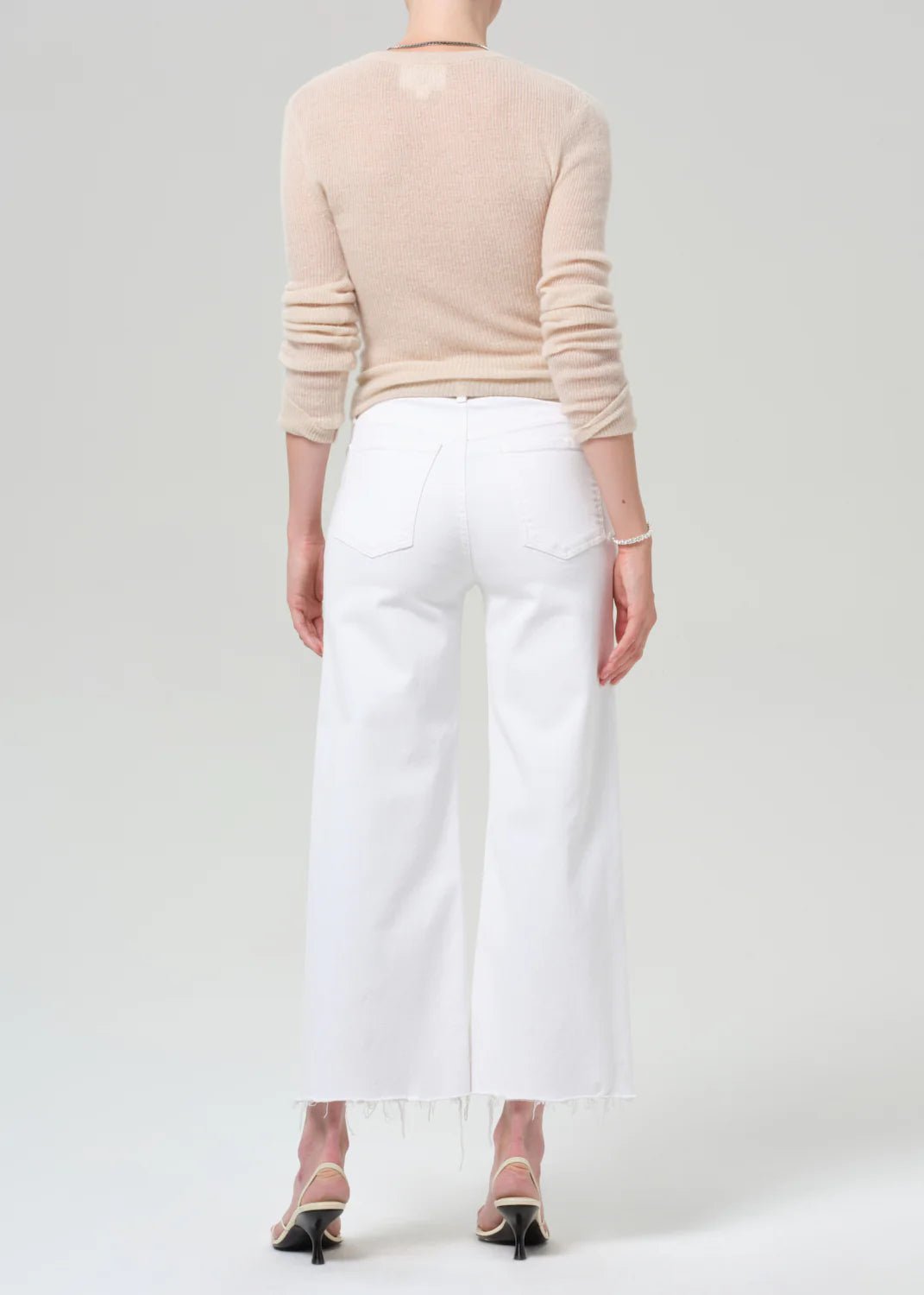 Lyra Wide Leg Crop in Soft White - obligato