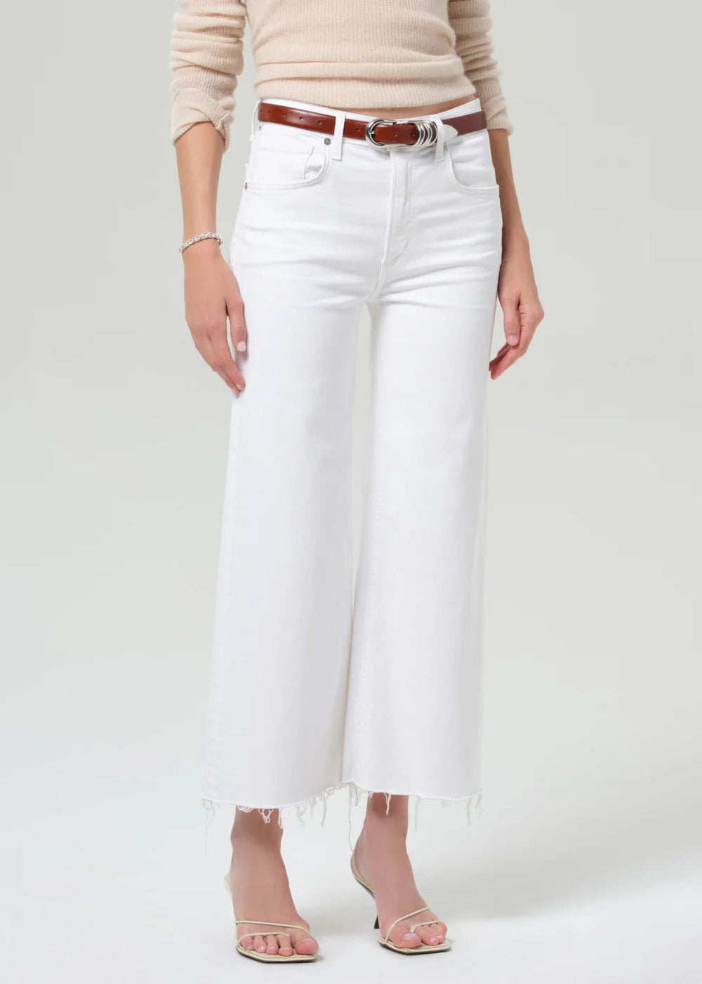 Lyra Wide Leg Crop in Soft White - obligato