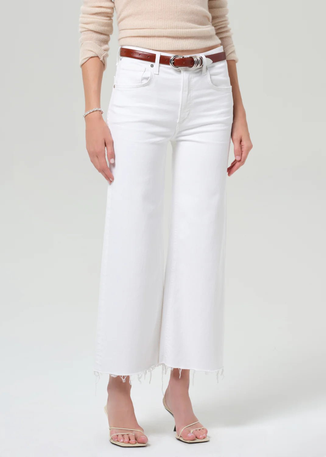Lyra Wide Leg Crop in Soft White - obligato