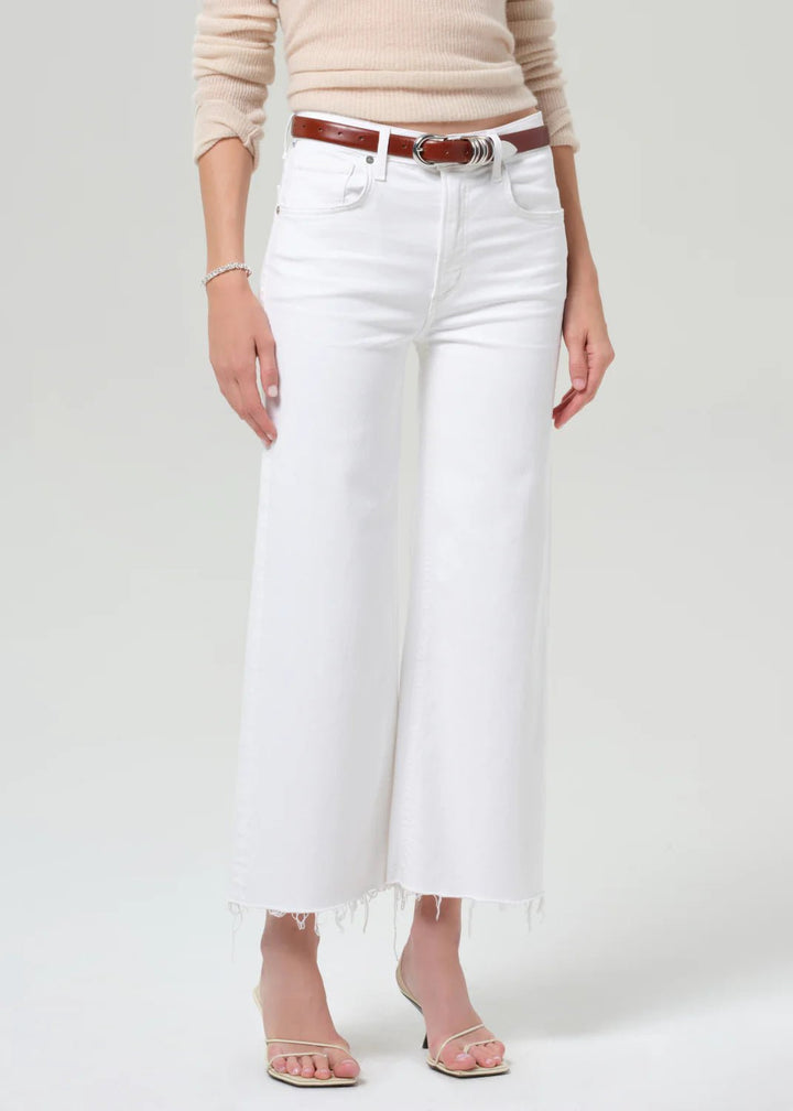 Lyra Wide Leg Crop in Soft White - obligato