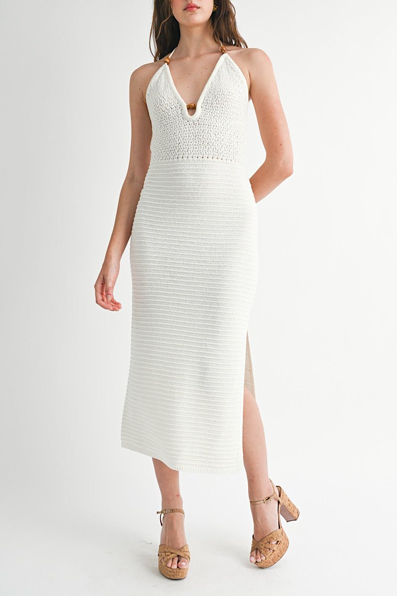 Madi Crochet Halter Midi Dress - obligato