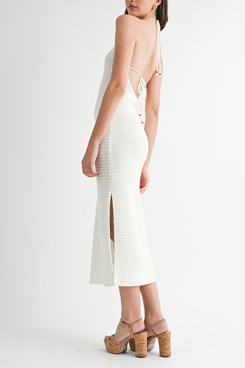 Madi Crochet Halter Midi Dress - obligato