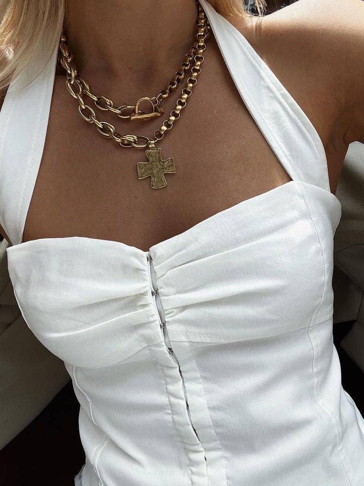 Madonna Chunky Cross Necklace - obligato