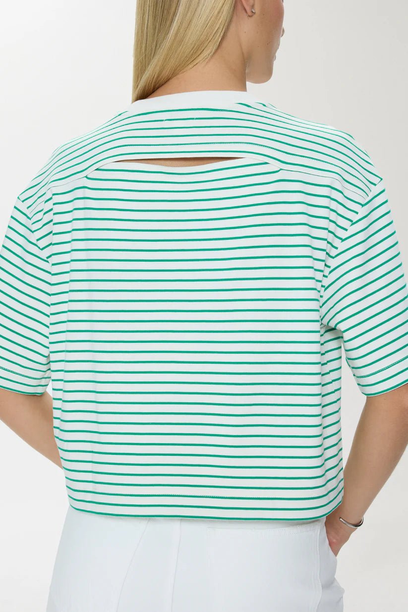Mae Cropped Tee - Vert Stripe - obligato