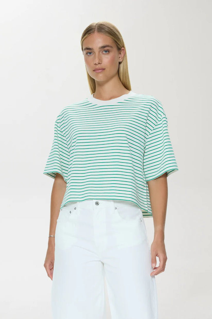 Mae Cropped Tee - Vert Stripe - obligato