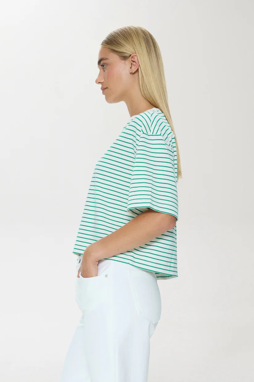 Mae Cropped Tee - Vert Stripe - obligato
